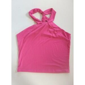 Gaze Halter Top Sleeveless Casual Party Hot Pink Top Size L